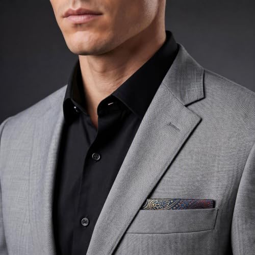 S&W SHLAX&WING Mens Pocket Square Paisley Multicolor Large for Business Wedding - color: Bh26