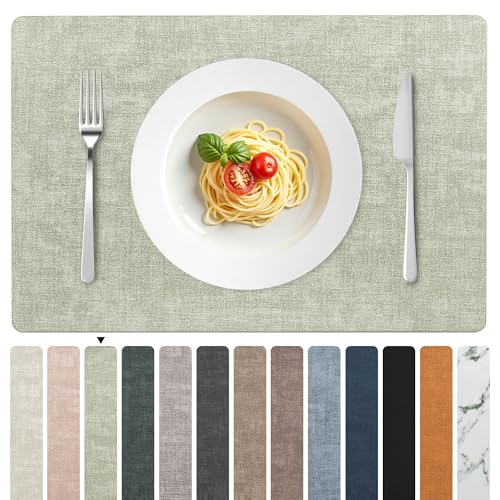 FROMHEART Faux Leather PU Placemats Set of 4 (Light Green,11.8" x 17") - color: Light Green, size: Set of 4