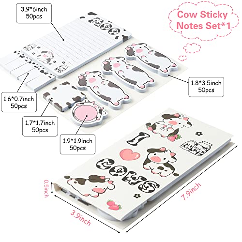 Xqumoi I Just Really Like Cow Sticky Notes Set, 550 Sheets, Cute Pink Cow Shaped Self-Stick Notes Pads Barnyard Farm Animal Divider Tabs Bundle Writing Memo Pads Back to School Office Supplies - color: 1pack-cow