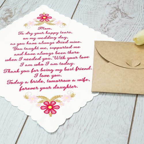 Mother of the Groom Gift Wedding Handkerchief Something Blue - color: Mom X 1 (Red)