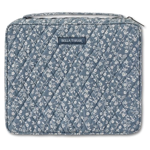 Bella Taylor Bible Cover, Quilted Bible Case, Heritage Blue Floral - color: Heritage Blue Floral, size: Large