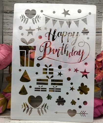 TIAMECH A4 Reusable Happy Birthday Stencil for Painting - style: Happy Birthday Party