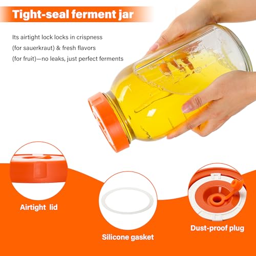 64oz/2L Fermentation Jars with Airlocks & Weights, 2 Pack - size: 3.3 IN*2 Pack (64oz/2L Jars)