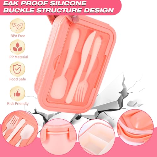 77 Pieces Bento Box Lunch Box Kit Large Pink Insulated Lunch Bag 3 Layer Stackable Leakproof Lunch Box Containers with Cup,Lunch Bag,Spoon,Fork,60 Pieces Lunch Box Notes for Girl Women (Rose Red) - color: Rose Red
