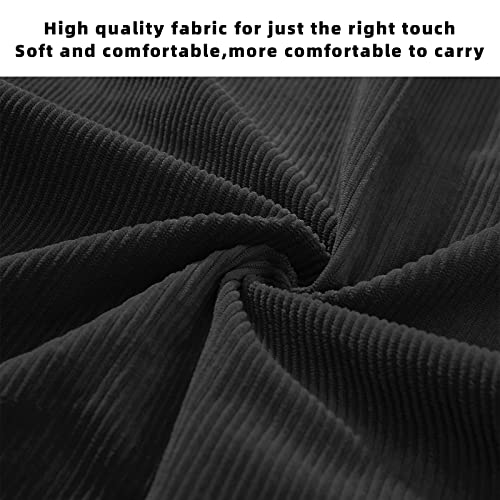 KALIDI Women Corduroy Tote Bag Zipper Casual Tote's Handbag Big Capacity Shoulder Bag with Pockets - color: Black