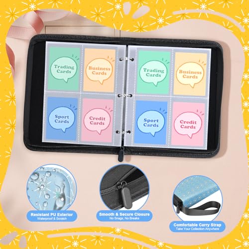 Premium 4-Pocket Trading Card Binder, 400-Card Capacity,Sky Blue - color: Sky Blue