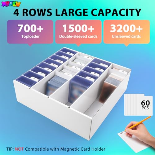 Trading Card Storage Box, 4 Row 3200 Count Collector Cards Box with Divider - color: White, size: 3-Pack