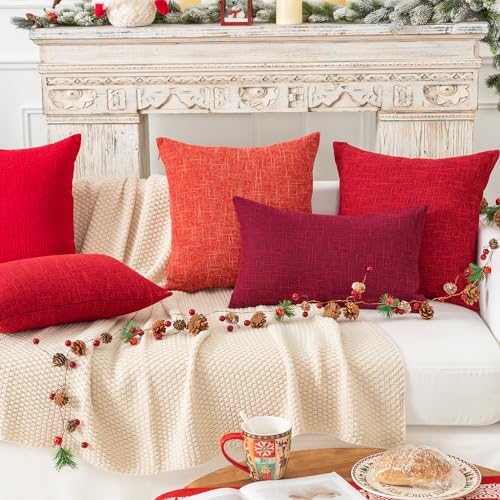 Kevin Textile Pack of 2 Fall Throw Pillow Covers Cases for Couch Bed Sofa Super Soft Faux Linen Decorative Cushion Case 18 X 18 Inches Burnt Brick - color: Burnt Brick, size: 18" x 18" (Pack of 2)