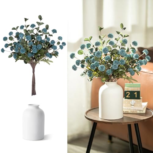 BLOSMON Dusty Blue Flowers, Fake Mums Centerpieces Table Decorations - color: Dusty Blue