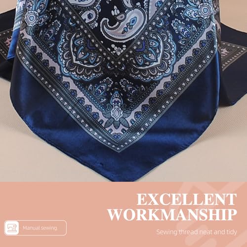 35 Inches Silk Head Scarf-Satin Hair Scarves Silk Bandana Scarf Headscarf for Women's Fashion Scarves - color: Paisley - Navy Blue
