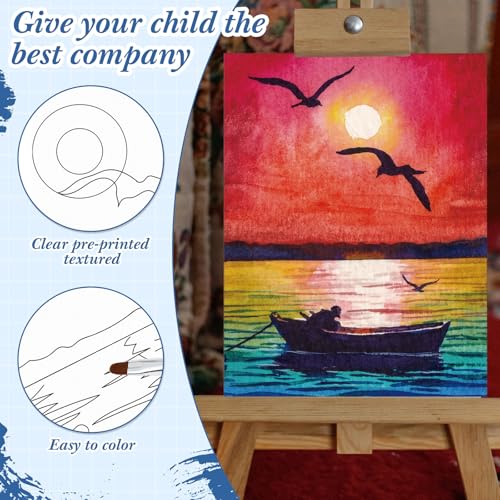 Sherr 24 Pcs Pre Drawn Canvas for Adult, Mountain, 8 x 10 Inch - size: 8 x 10 Inch, style: Mountain