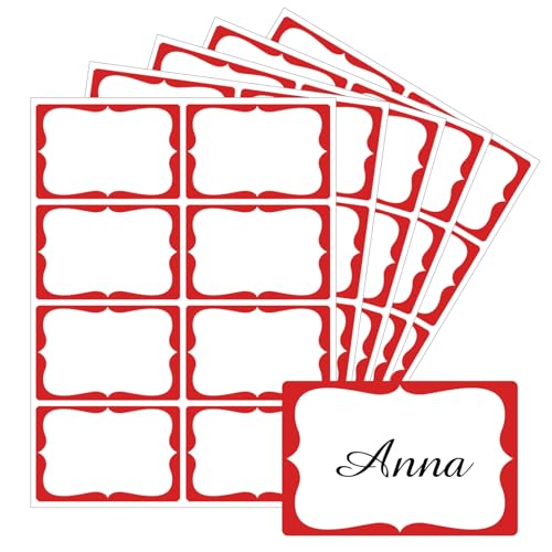 Starboling Name Tag Stickers, 200 Pcs 3"x2" Red Plain Stickers with Colorful Border, For Office, Meetings, School & Home - color: Red