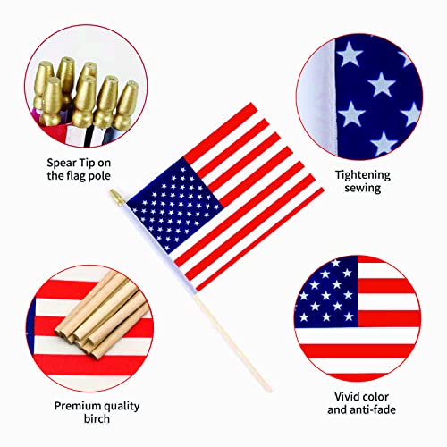 25Pack Small American Flag Mini Usa Flag On Stick Handheld Us Flag For July 4th Decoration - color: America