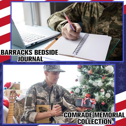 Resurhang 24 Pcs Army Veterans Day Gifts Bulk American Flag Notebook Pens - style: Army Style