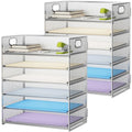 Marbrasse 2 Pack Desk Organizer with Handle, 6 Tier Paper Letter Tray, Mesh Desk File Organizer for Office, School and Home - Silver - color: 2 Pack - Silver