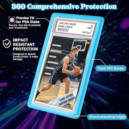 for 1 Pack PSA Slab Guard,Durable PSA Slab Protector Case,Hard TPU Stackable,Shock Absorbing Edge Protection,Soft Touch,Multiple Colors Guards with Precision Fit for Graded Cards Case,Blue - color: Blue, size: 1 Pack