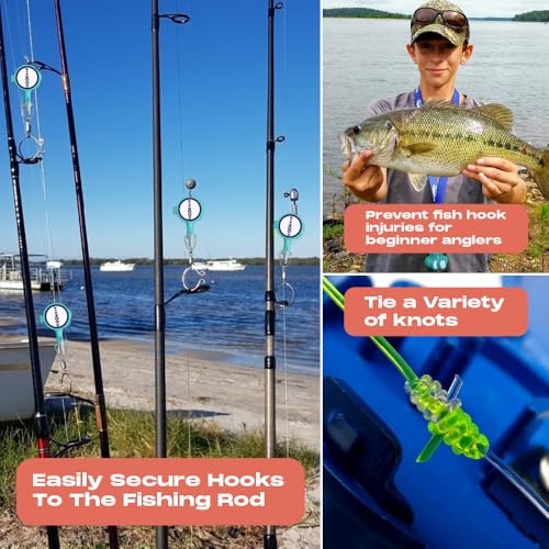 HOOK-EZE Fishing Knot Tying Tool | Protect from Fish Hooks | Tie Fishing Knots Easily | Cool Gadgets for Fishermen | Ice Fly Fishing | Fishing Accessories for Beginner Anglers | Nail Knot Tool - color: Turquoise, style: Nail Knot
