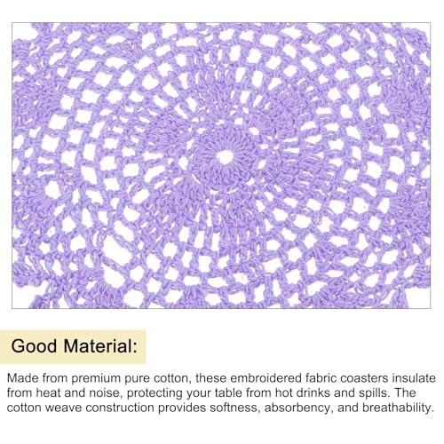 uxcell Crochet Doilies Round Lace Placemats 8" Light Purple 8Pcs - color: Light Purple