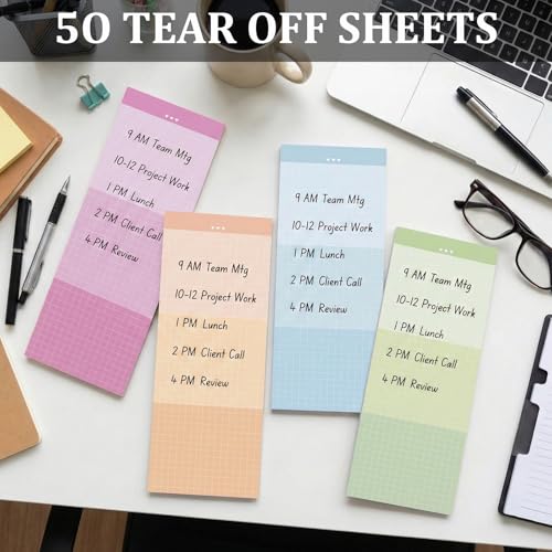 4 Pack Long Narrow Notepad 50 Sheets Grid Gradient - color: Gradient Color, Grid