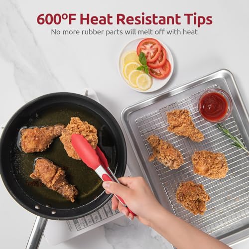 U-Taste Kitchen Tong for Cooking, 600ºF Heat-Resistant Silicone, 7in/Red - color: Red, size: 7 inch
