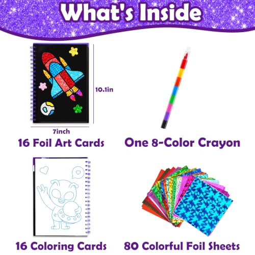 FUNNYB&G Foil Art Craft Kit for Kids, Sparkly Birthday Gift Toy for Boys - style: Space