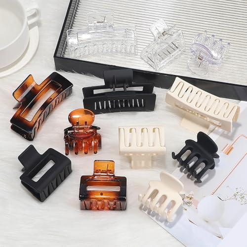 SMKSL 12 Pcs Hair Claw Clips for Women & Girls 3 Styles Hair Accessories - color: Transparent