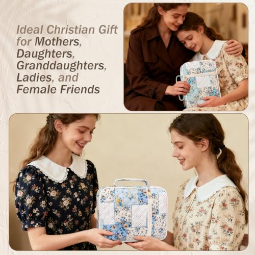 XKDOUS Bible Cover for Women Bible Bag Kit Church Book Holder Carrying Case - color: Dot Patchwork