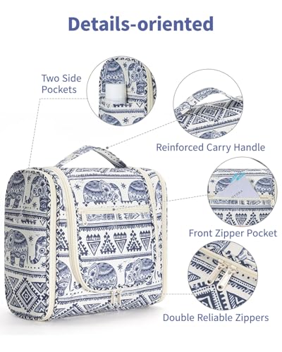 Narwey Large Hanging Travel Toiletry Bag for Women, Makeup Cosmetic Bag - color: B-Elephant, size: Large