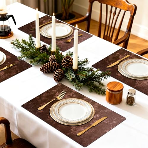 Faux Leather Placemats Set of 4, 11.8"x17.7", Coffee Brown - color: Coffee Brown, size: Set of 4