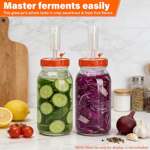 6 Pack Fermentation Lids with Airlocks for Wide Mouth Mason Jar - size: 3.3 IN*6 Pack (No Jar)