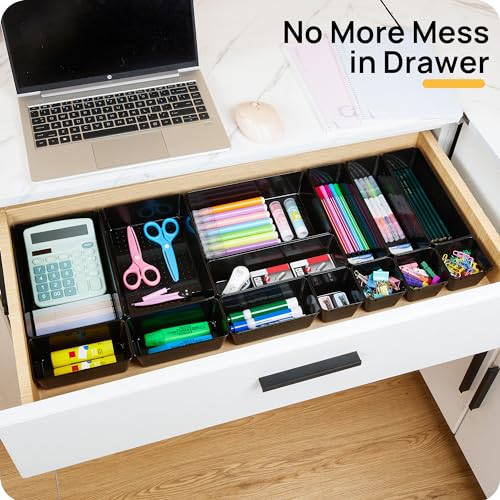 Vtopmart 25 Pack Plastic Drawer Organizers with Non-slip Rubber Pads - color: Black