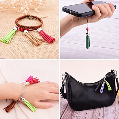 Hapeper 80 Pieces Leather Tassel Keychain Tassels Pendants Charm Tassel for DIY Crafts, Jewelry Making (2-1/6 Inch) - size: 2-1/6 Inch
