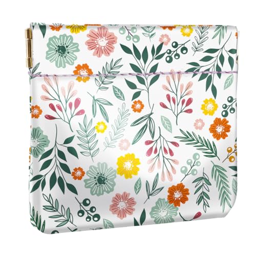 Squeeze Coin Purse Pouch Mini Coin Pocket Portable Change Wallet - color: Green Daisy, size: Mini (3.54"x3.2")