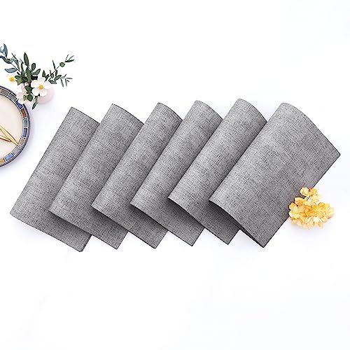 Homaxy PU Faux Leather Placemats for Dining Table, Set of 6, Light Grey - color: Light Grey