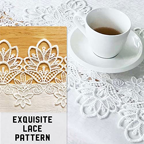 Lace Placemats Set of 2 Washable Off White 12x18inch - color: Peony, size: 2pcs