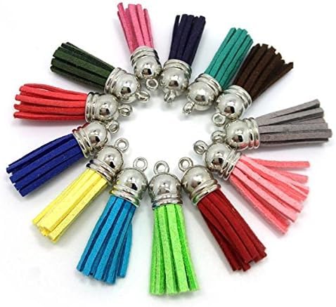 20Pcs Leather Tassel for Jewelry Making - Multi-Color Beaded Keychain Accessories with Metal Rings, DIY Craft Supplies for Bags/Bookmarks/Phone Straps
