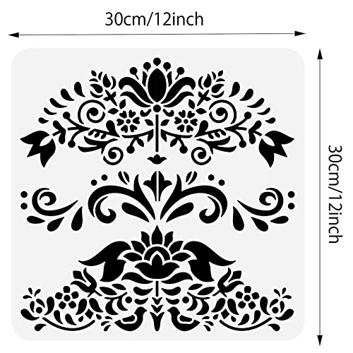 BENECREAT Polish Ethnic Folklore Painting Stencils, 12x12 inch Stripe Theme Plastic Decoration Template for DIY, Engraving, Scrapbooking - color: Polish Ethnic Folklore