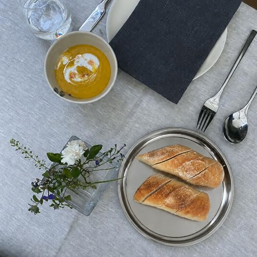 2-Piece Stainless Steel Serving Tray Set, Round Metal Platters with Mirror Finish, 13.25" & 11.75" Food Grade Serving Trays for Appetizers, Drinks, Coffee Table, Decorative Tray