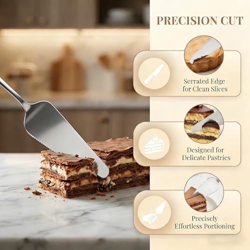 2-Piece Cake Server & Pie Cutter Set, Stainless Steel Triangle Spatula - color: Silver