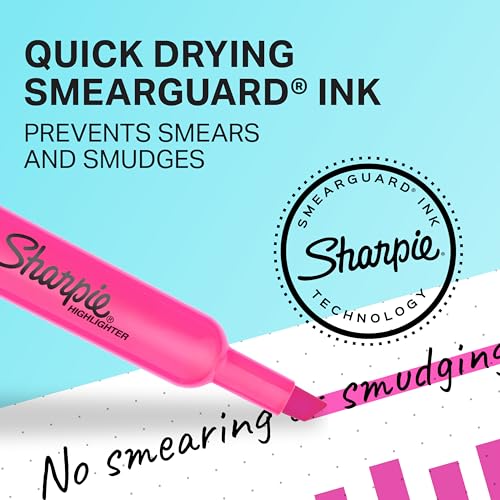 Sharpie Tank Highlighters, Assorted Colors, Chisel Tip, Back to School Essentials, Teacher & Office Supplies, Smear-Resistant, 12-Pack