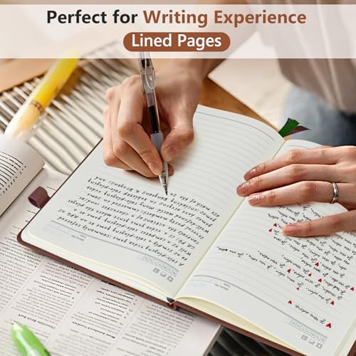 Lined Notebook 5.9"x8.5", Hardcover Leather Journal for Women Men,160 Pages - color: Brown, size: Lined Page