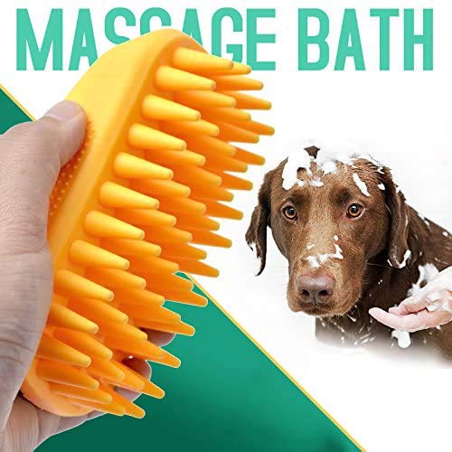 Pet Silicone Shampoo Brush for Long & Short Hair Medium Large Pets Dogs Cats,Shower Wash Curry Brush,Dog hair Products Accessories Dog Back Massage for Long & Short Hair Small Large Pets Dogs(Green) - color: Green