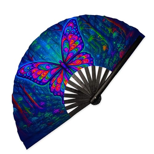 SoJourner Folding Rave Fan, Butterfly - color: Butterfly