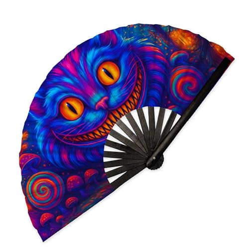SoJourner Folding Rave Fan, Cheshire Cat - color: Cheshire Cat