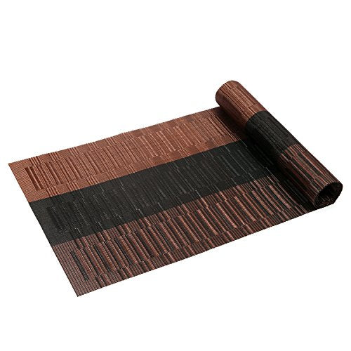 SHACOS Table Runners Woven Vinyl Table Mats 12x71 inch for Kitchen Dining Table Non Slip Washable, Ombre Coffee Black - color: Ombre Coffee Black, size: Table Runner 12 x 71 inch