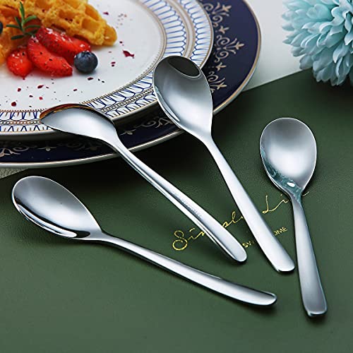 Demitasse Espresso Mini Spoons, 5.5'' Stainless Steel, Set of 6, Dishwasher Safe (Silver) - color: 1. Silver