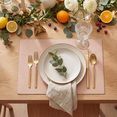 Artoid Mode Pink Faux Leather Placemats Set of 4 - color: Pink, size: 12" x 18", Rectangular Set of 4
