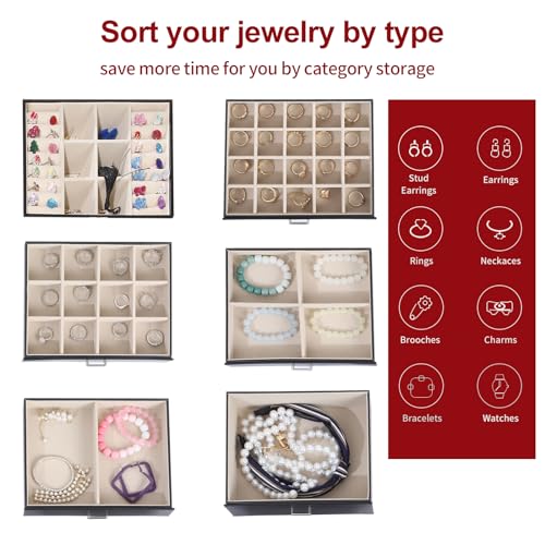 BOOVO Large Jewelry Box for Women 6 Layer - color: Black, size: 6 Layer