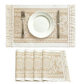 Boho Woven Placemats Set of 4, 14x18 Inch Heat Resistant Dinner Mats - color: Coffee Hh