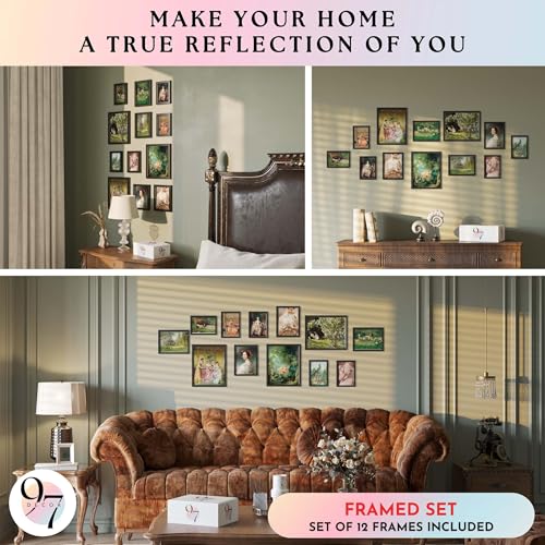 97 Decor Framed Victorian Wall Art, 12 Pcs Vintage Prints, Black Frame - color: Baroque Victorian Gx8x10, size: FRAMED